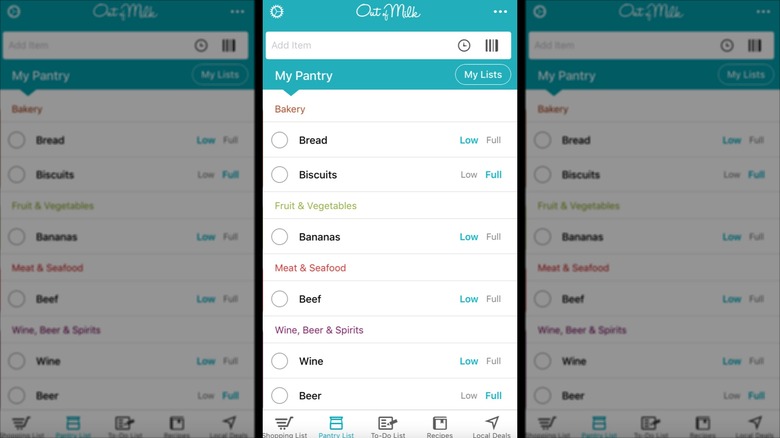Out of Milk app interface