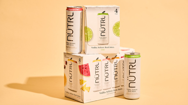 Hard seltzer boxes on a table