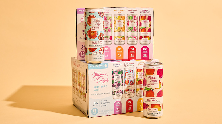 Florida seltzer boxes on a table