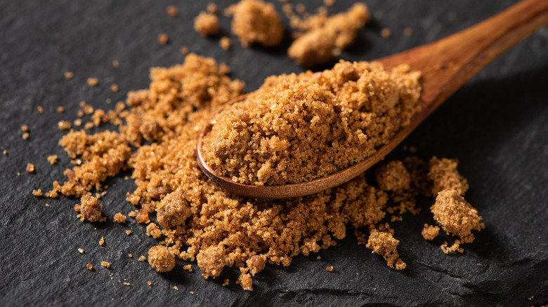 Brown sugar on a spoon