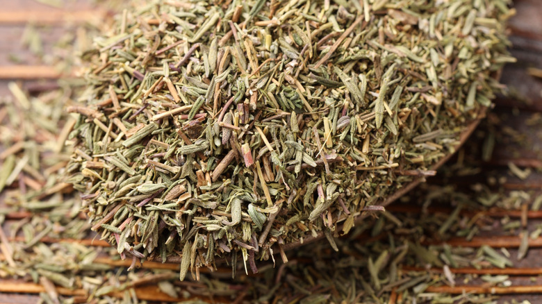 Closeup of dried thyme