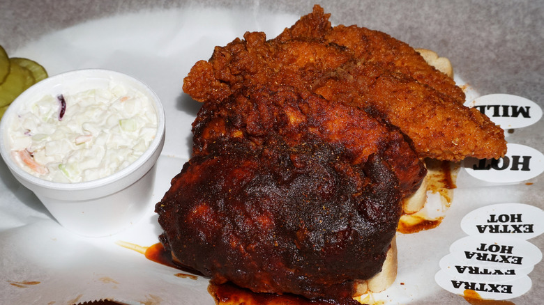 plate of Prince's Hot Chicken, Nashville