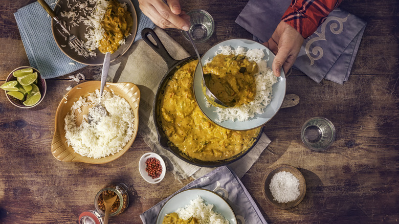 Serving Indian food