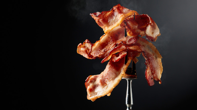 Bacon on fork