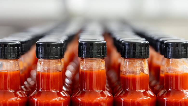 Bottles of hot sauce