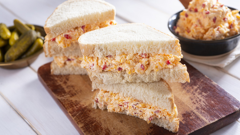 Pimento cheese egg salad sandwich