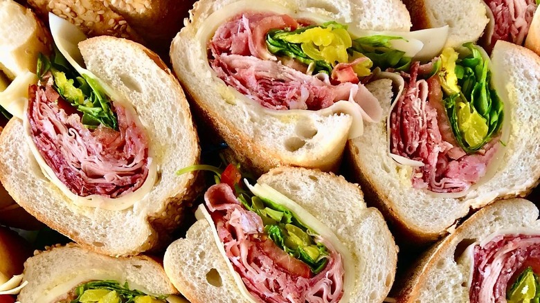 Multiple Italian subs at Castellino's Italian Market in Philadelphia