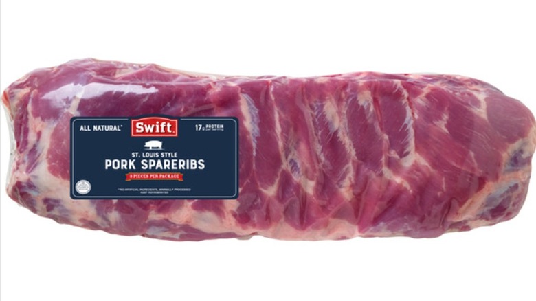 Package of Swift St. Louis Style Pork Spareribs.