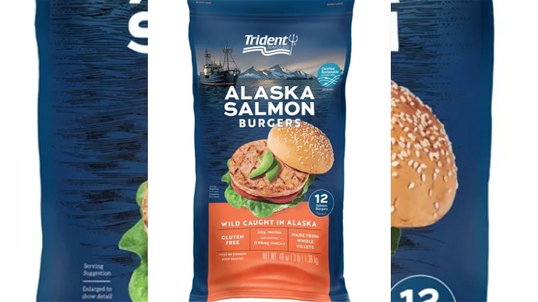 Package of Trident Seafoods Wild Pacific Salmon Burgers.