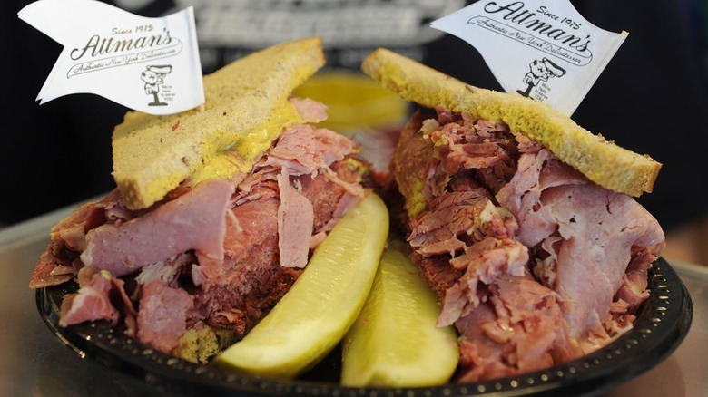 A corned beef sandwich on a plate at Attman's Delicatessen in Baltimore