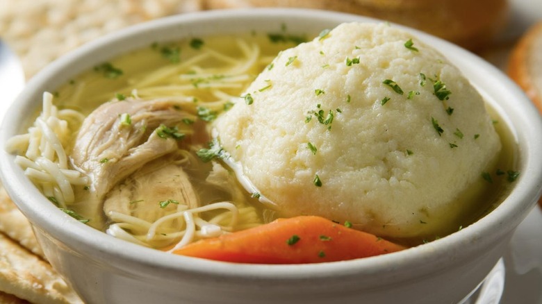 A bowl of matzo ball soup at Hobby's Delicatessen & Restaurant in Newark