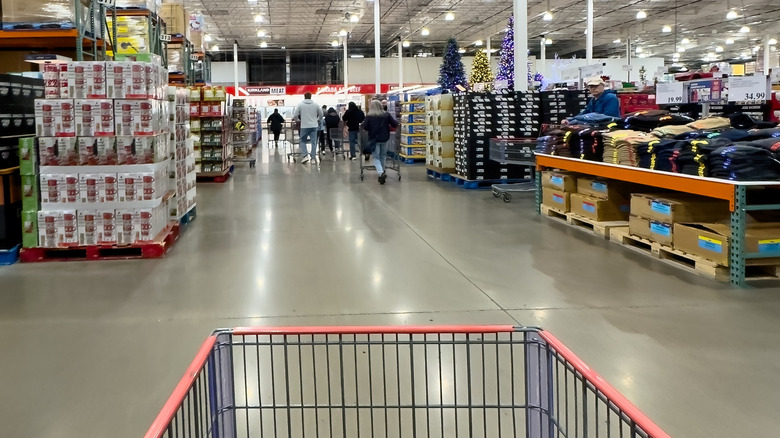costco shopping cart in store aisle