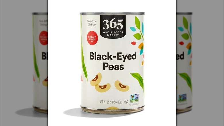 Can of 365 by Whole Foods Market Black-Eyed Peas No Salt Added on a white background