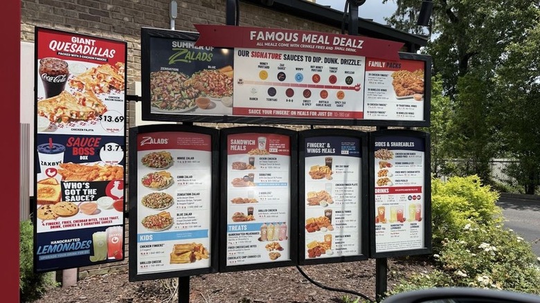 Drive thru menu at a Zaxby's restaurant