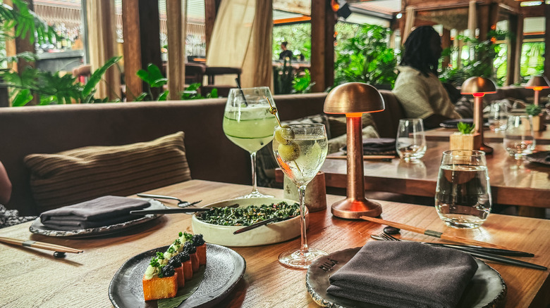 Meal at MILA with seats in background
