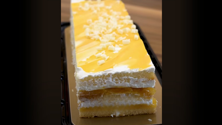 Peaches and Cream Bar Cake from Costco