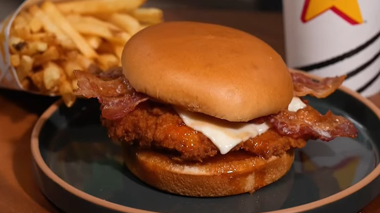 A Hot Honey Hand-breaded Chicken Sandwich from Hardee's