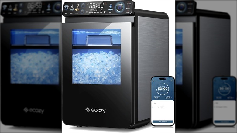 Countertop ice maker with cell phone