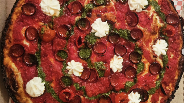 Close-up of Milly's Pizza in the Pan pie
