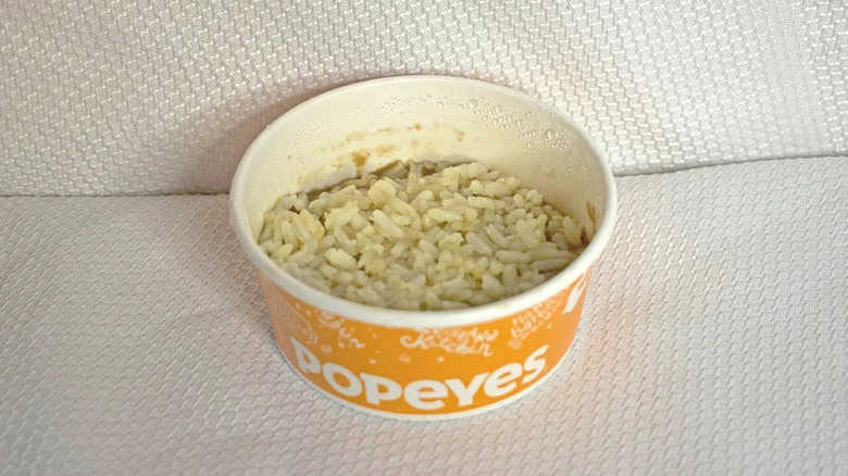 A side order of red beans and rice from Popeyes