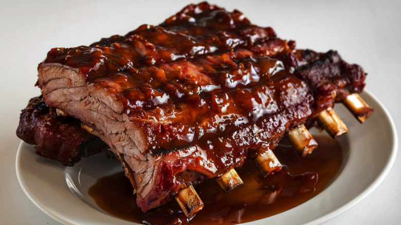 BBQ spare ribs on a plate