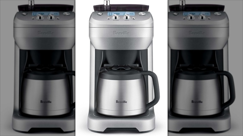A silver Breville Coffee Maker