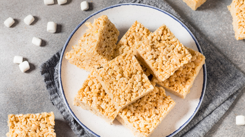 Plate of rice krispies treats