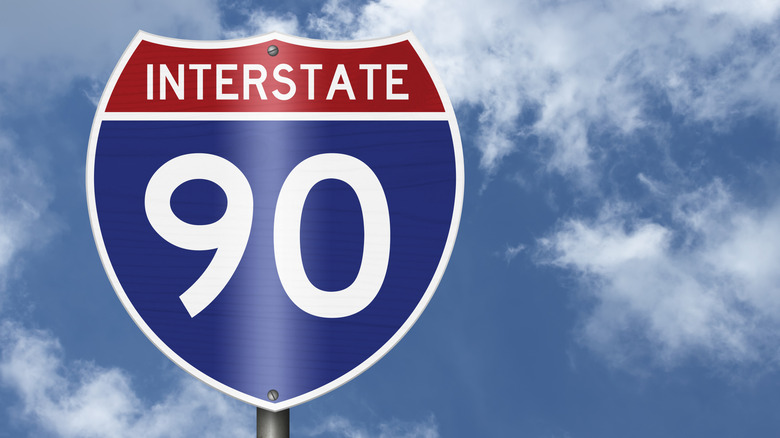 Interstate 90 sign on the highway