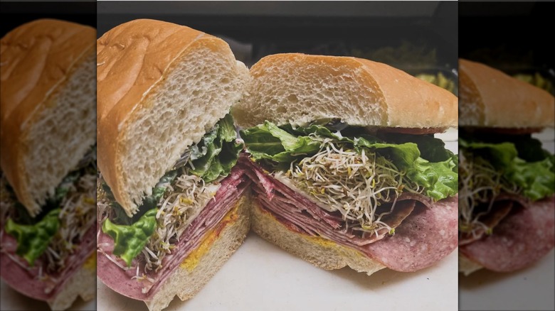 Sandwich cut in half on a plate