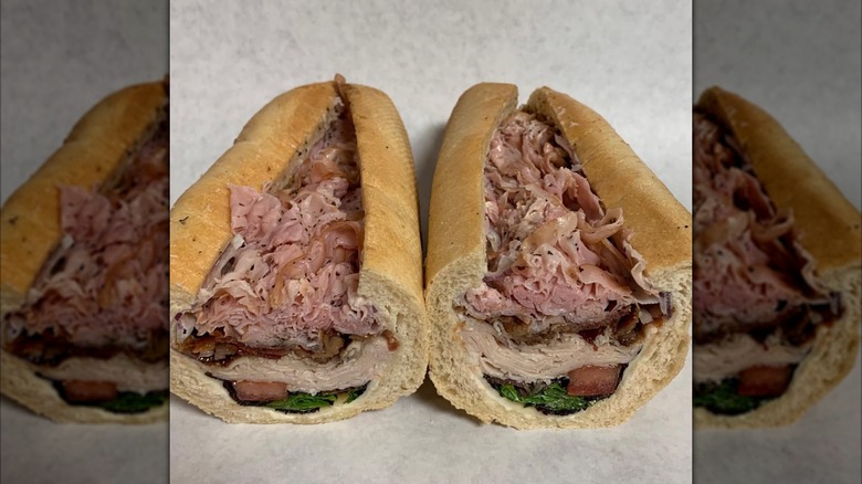 Two halves of subway sandwich