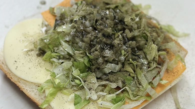 An open-faced sub sandwich