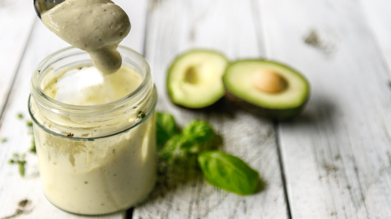 Avocado mayo in a jar