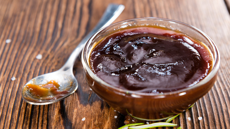 Barbeque Sauce on rustic wooden background