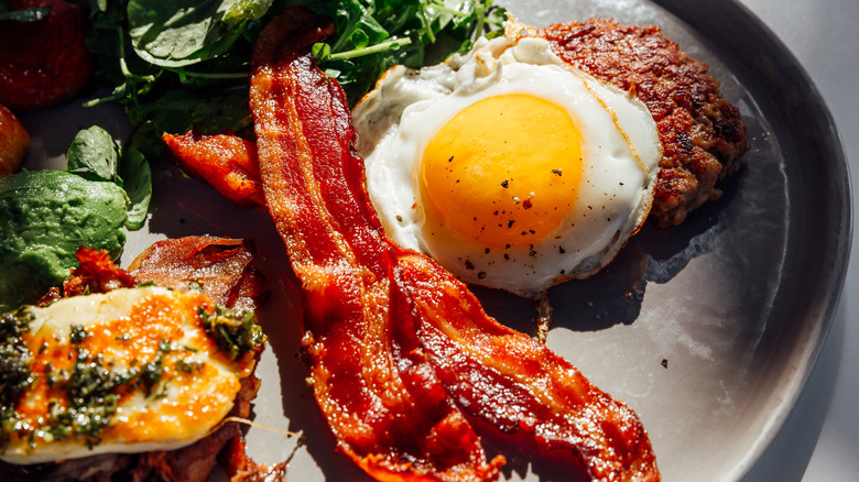 Bacon and eggs on a plate