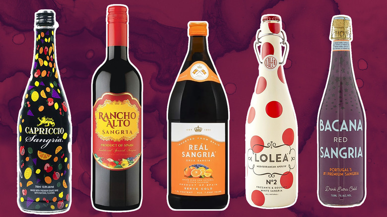A collage of bottled sangrias