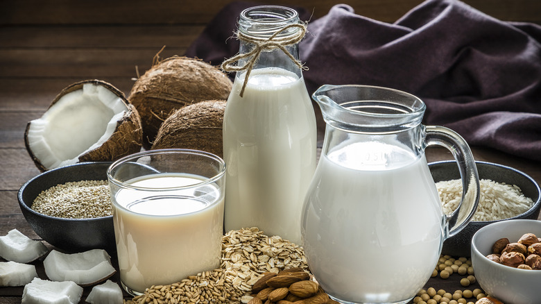 Different milks with ingredients