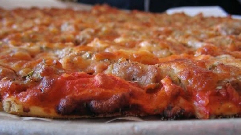 Vito & Nick's tavern-style pizza closeup