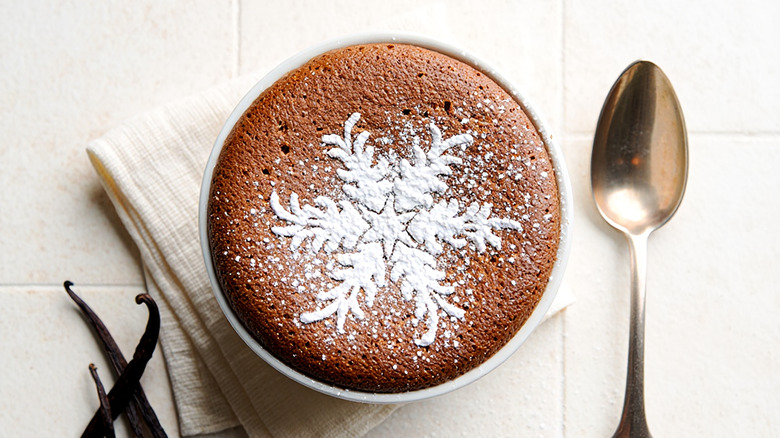 aerial view of a chocolate souffle