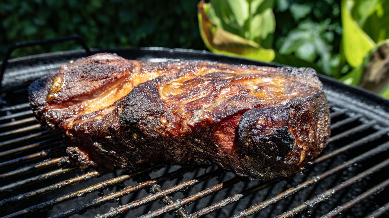 Pork butt on smoker