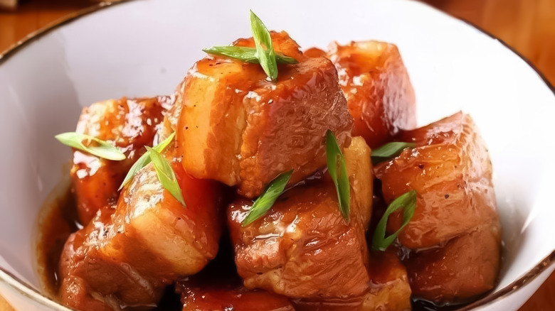 Close-up of crispy pork belly