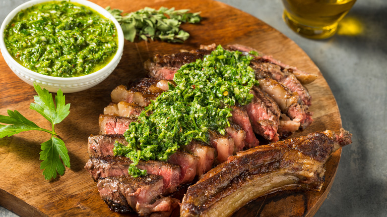 Steak and chimichurri