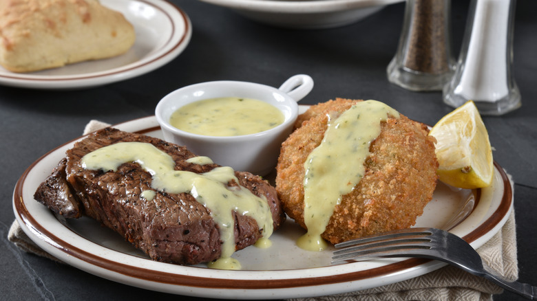 Steak and crab cakes