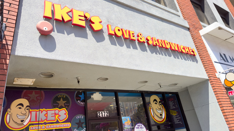 the storefront of an Ike's Love and Sandwiches restaurant