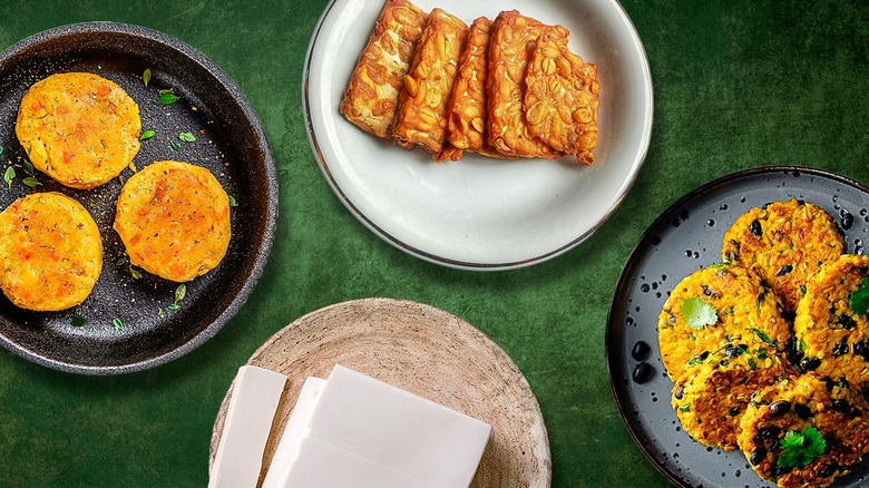 veggie burger on wooden countertop