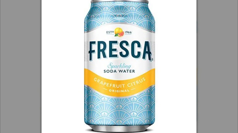 Can of Fresca soda against a white background