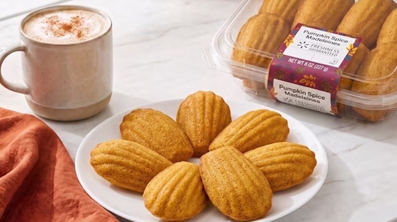 A plate of 7 Pumpkin Spice Madeleines from Walmart on a white plate.