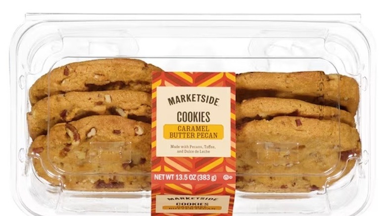 A container of 6 Marketside Caramel Butter Pecan cookies from Walmart.