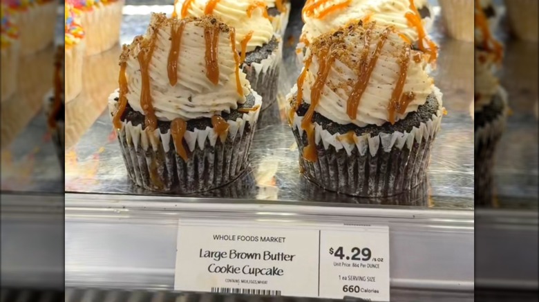 Brown butter cookie cupcakes in the Whole Foods bakery case