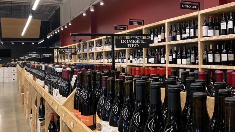 Selection of red wine bottles at K&L