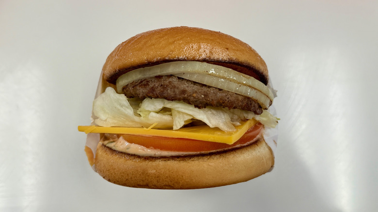 Burger with cold cheese from In-N-Out